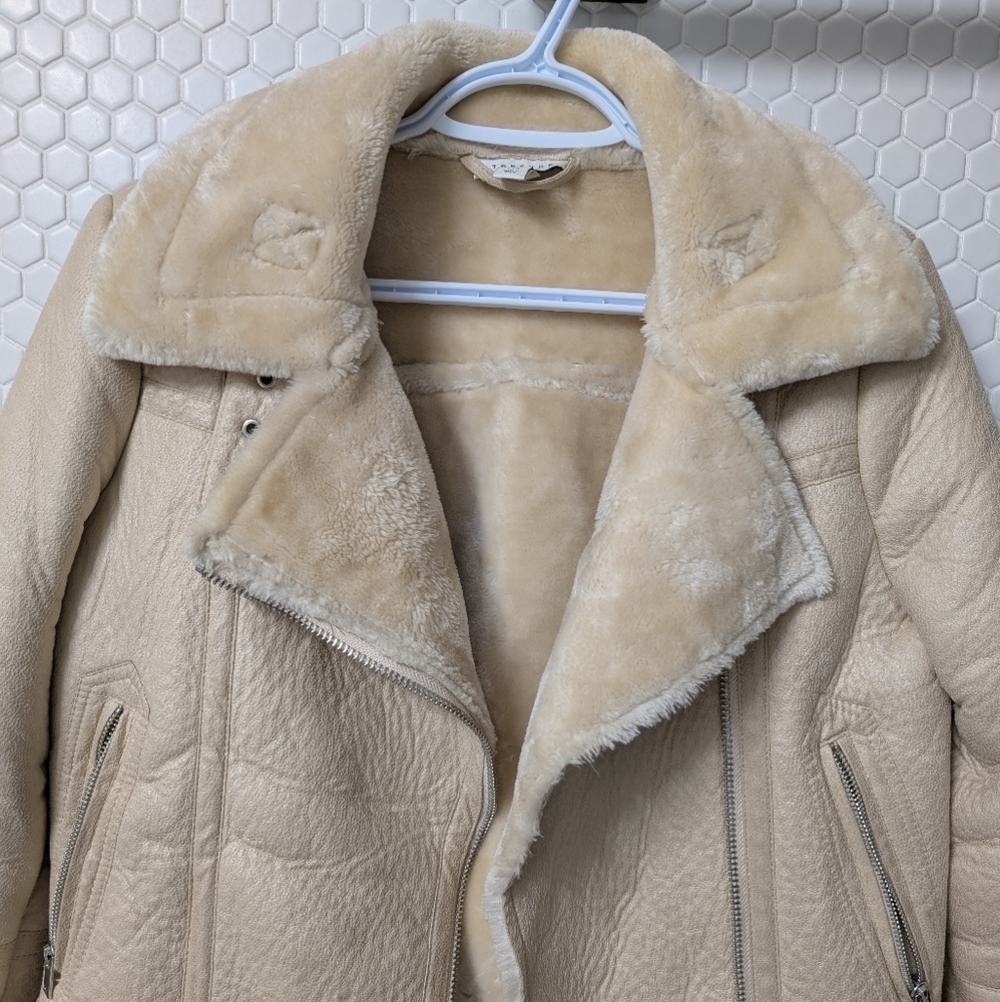 Topshop faux leather aviator jacket with faux fur trim - Picture 5 of 9